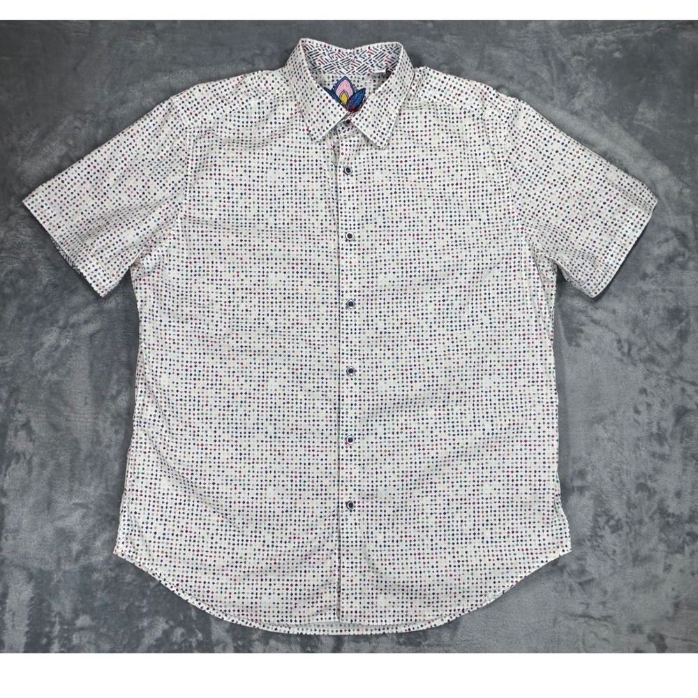 Robert Graham Mens XL Multi Color Geometric Diamond Print Short Sleeve Shirt